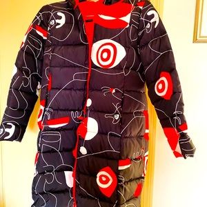 2 sided long down coat with hood